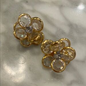 Elegant Gold and Crystal clip on earrings